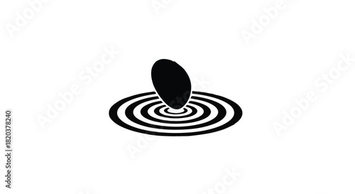 Black oval shape creates ripple effect on water surface