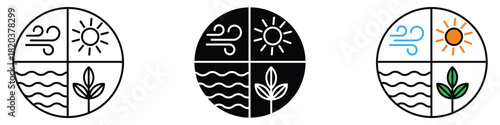 Natural resources icon vector. wind, sun, water and earth symbol. vector illustration.