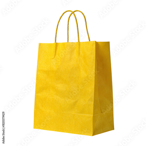 A yellow shopping bag Isolated transparent on white background