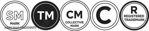 Collection of service mark, trademark, collective mark, copyright and registered trademark symbols vector