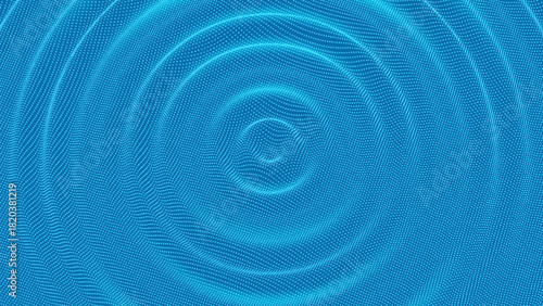Dot pulse sound wave 3d fluid water particle music background, Music sound vibration wavy ripple backdrop. Audio pulse futuristic vector dot background, ripple motion wallpaper with blue surface
