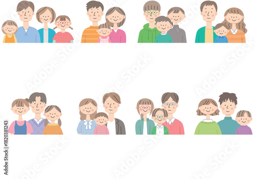 若い世代の家族の上半身セット