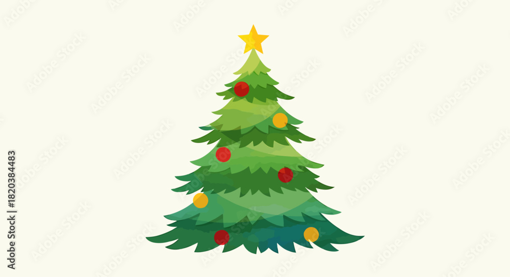 Fototapeta premium Christmas Tree Decoration with Golden Star