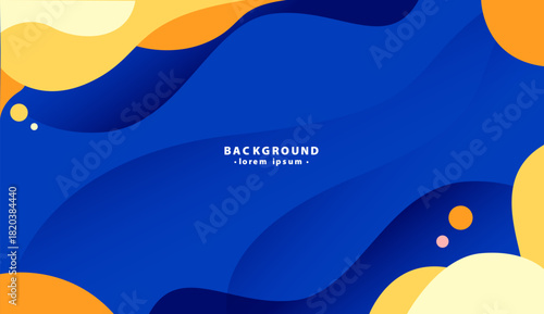 Blue wavy background with yellow abstract blobs on the edges. Suitable for web design, digital art projects, or energetic promotional materials.