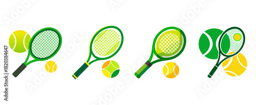 Flat Design Tennis Equipment Set