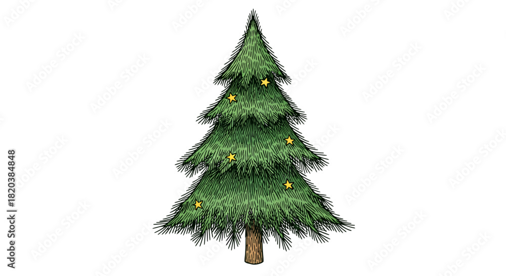 Fototapeta premium Isolated Christmas Tree with Lights