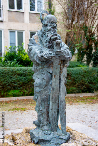 St Paul Statue in front of St Paul's Church in Munich - Germany