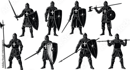 Medieval Knights In Armor With Weapons untitled