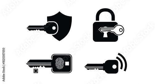 Security keys and access control vector illustration for websites