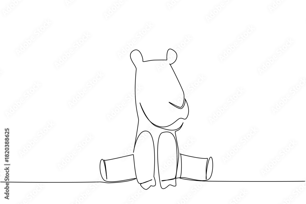 Obraz premium One line drawing of cute baby camel sitting with small hump and gentle muzzle, a wildlife concept for cute wild animals cartoon sitting, ideal for nursery posters, stickers, and playful kids branding