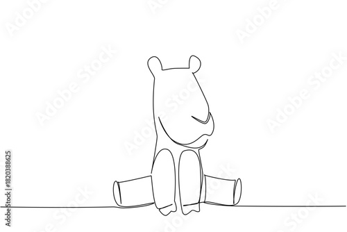 One line drawing of cute baby camel sitting with small hump and gentle muzzle, a wildlife concept for cute wild animals cartoon sitting, ideal for nursery posters, stickers, and playful kids branding