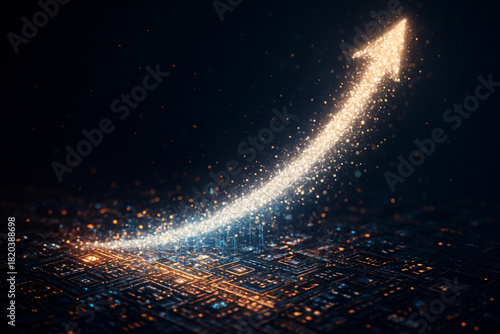 Fototapeta Naklejka Na Ścianę i Meble -  Exponential Growth Graph Line of Glowing Abstract Particles