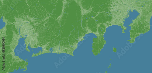 日本の東海地方の衛星写真風イラスト