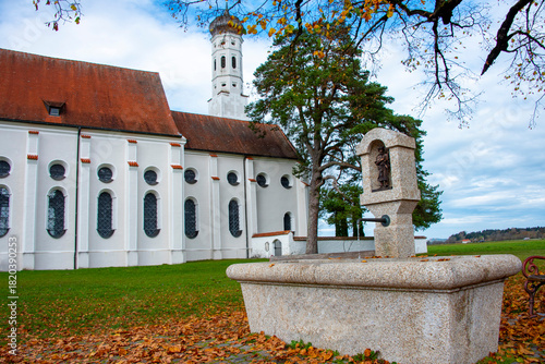 Fountain in St Coloman Church in Bavaria - Germany