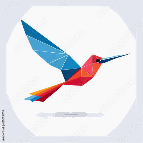 Polygonal Hummingbird Illustration with Abstract Design
