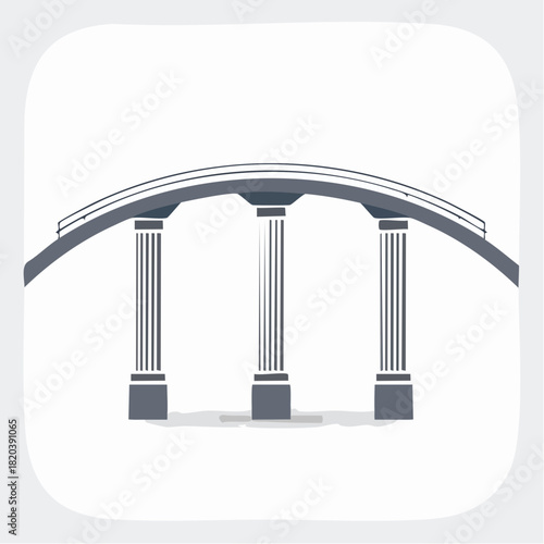 Elegant arch bridge icon with three classical pillars representing stability, connection, and a strong foundation for business or law