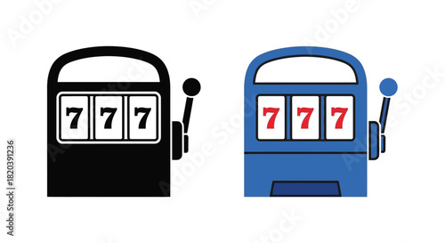 Slot machine illustration lucky sevens casino gambling chance vector