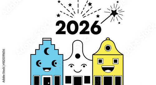 Happy new year celebration greeting card for the year of twenty twenty six