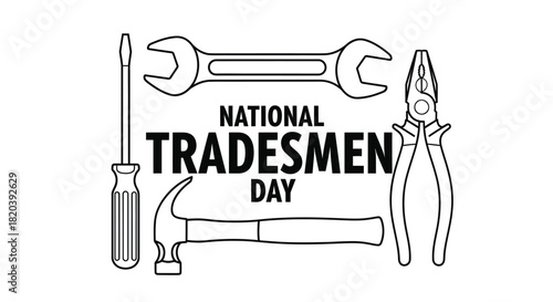 Celebrate National Tradesmen Day with this professional line art