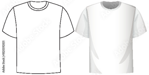 Blank White T-Shirt Vector Front View Illustration