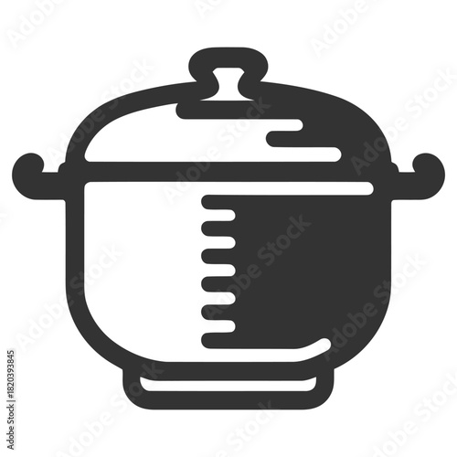  A black and white pot sitting on a kitchen countertop