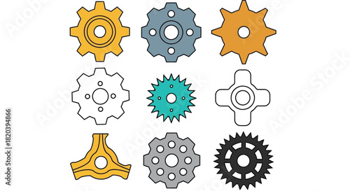 Explore diverse colorful gear set perfect for mechanical designs today