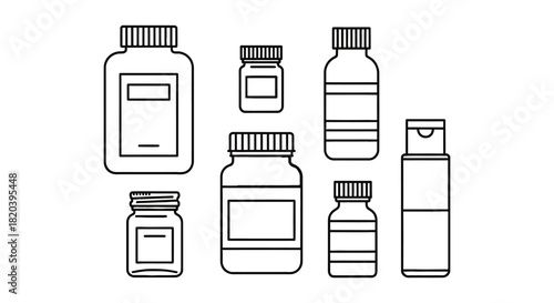 Colorful assortment of medicine bottles and containers for your designs