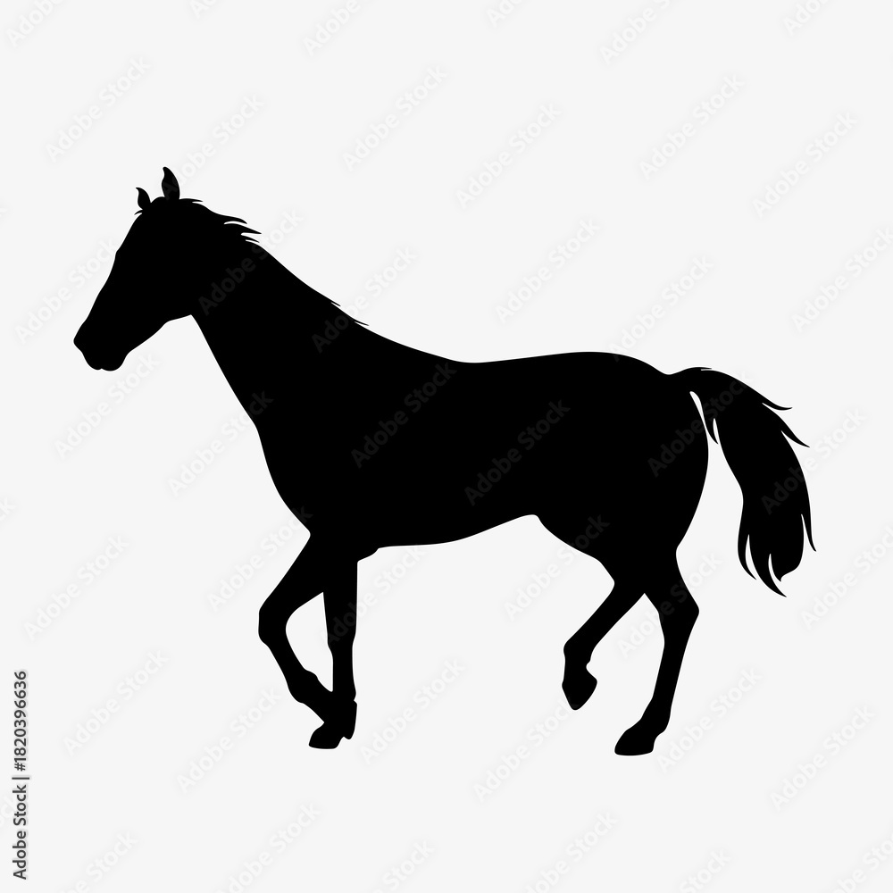 Obraz premium Running horse silhouette clipart, animal illustration