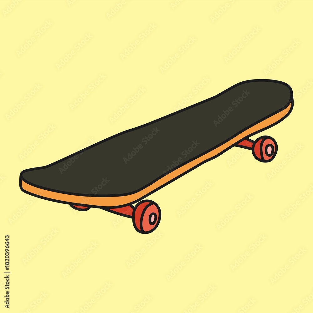 Naklejka premium Skateboard doodle clipart, hobby creative illustration