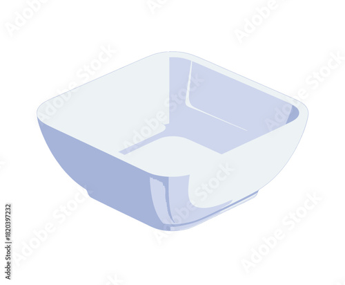 Blue and white square plastic container