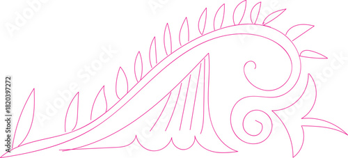 Vector floral illustration design featuring a pink flower pattern with a decorative spring leaf element and beautiful color nature art