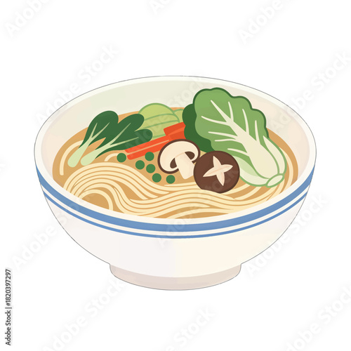 Bowl of noodle soup with vegetables