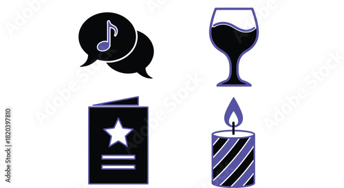 Celebration icons set vector illustration party event celebration