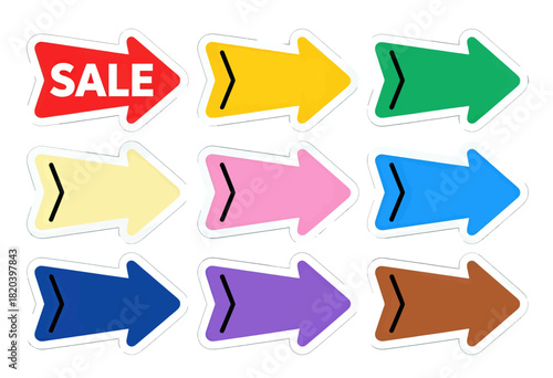 Colorful Arrow Stickers with Sale Label