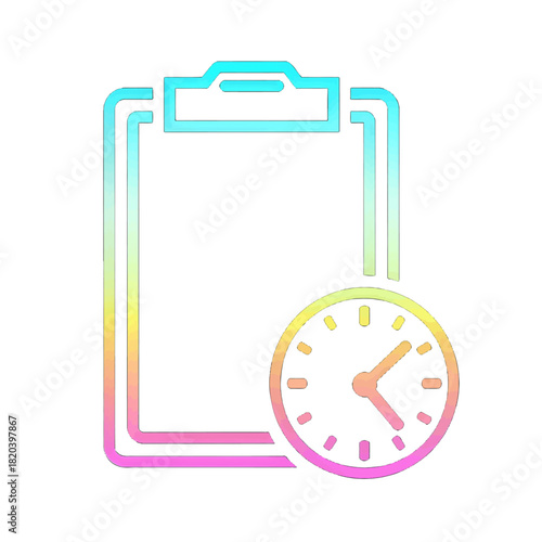 Colorful Clipboard and Clock Icon with Glowing Effect