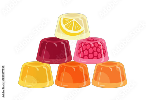 Colorful Fruit Jelly Desserts in a Pyramid