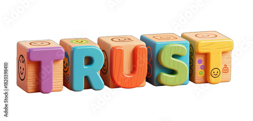 Colorful wooden blocks spelling the word trust
