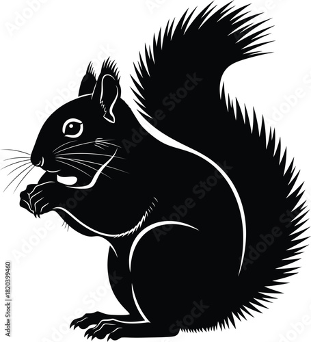 Black squirrel vector illustration rodent animal wildlife nature design eps silhouette