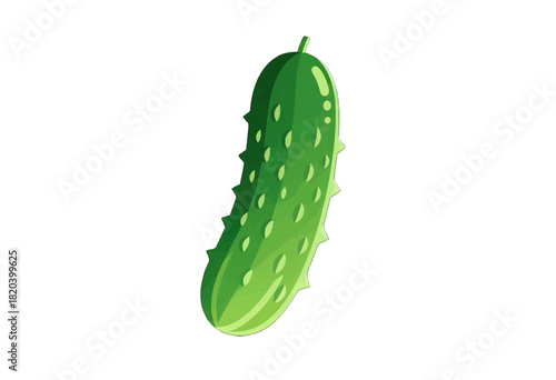 Green cucumber isolated object in cartoon style