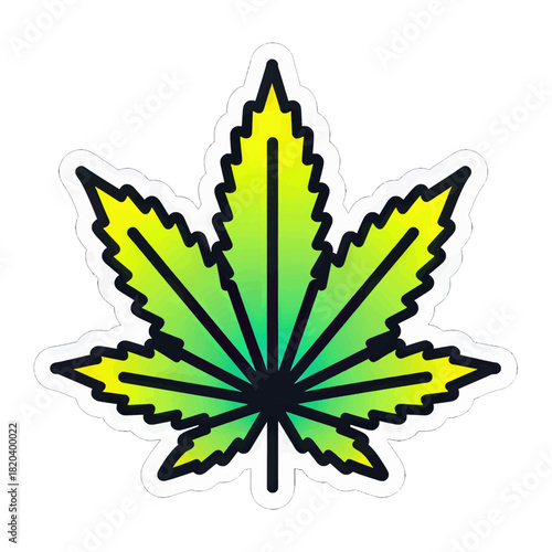 Illustrated Green and Yellow Cannabis Leaf Design