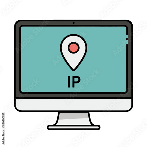 IP Address Concept with Location Pin on Computer Screen