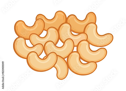 Isolated pile of curved cashew nuts