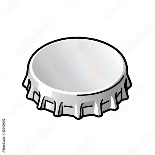 Isolated Silver Bottle Cap with Detailed Ridges