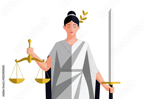 Lady Justice Holding Scales and Sword