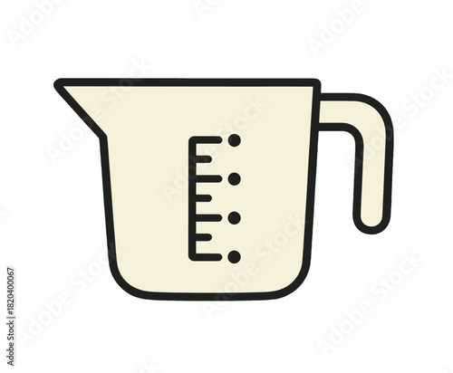 Isolated white measuring cup with handle and markings