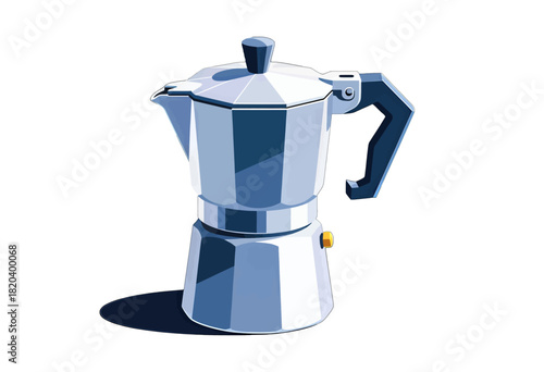 Isolated Blue Moka Pot Coffee Maker