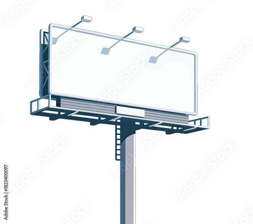 Large Outdoor Billboard with Lights and Blank Display
