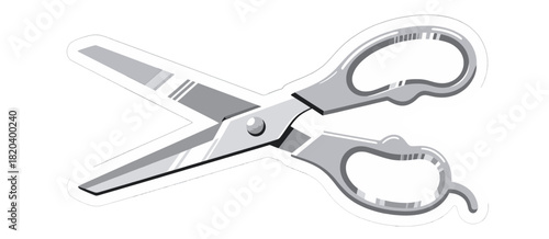 Pair of gray and white craft scissors isolated