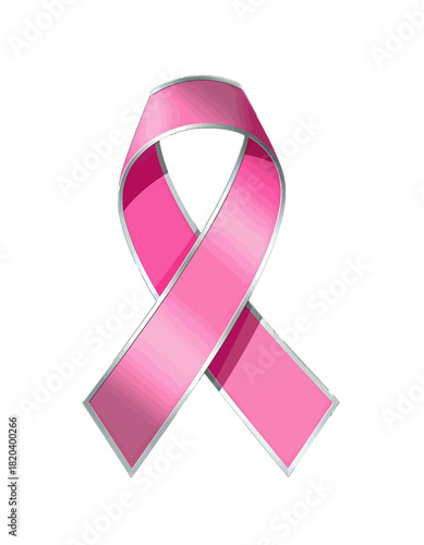 Pink Awareness Ribbon with Glossy Finish