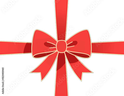 Red gift ribbon isolated on transparent